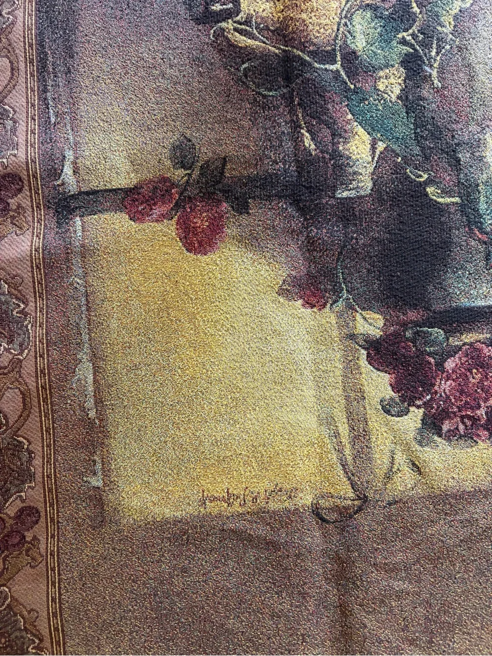 Classic Still Life Wall Tapestry in Brown and Cream